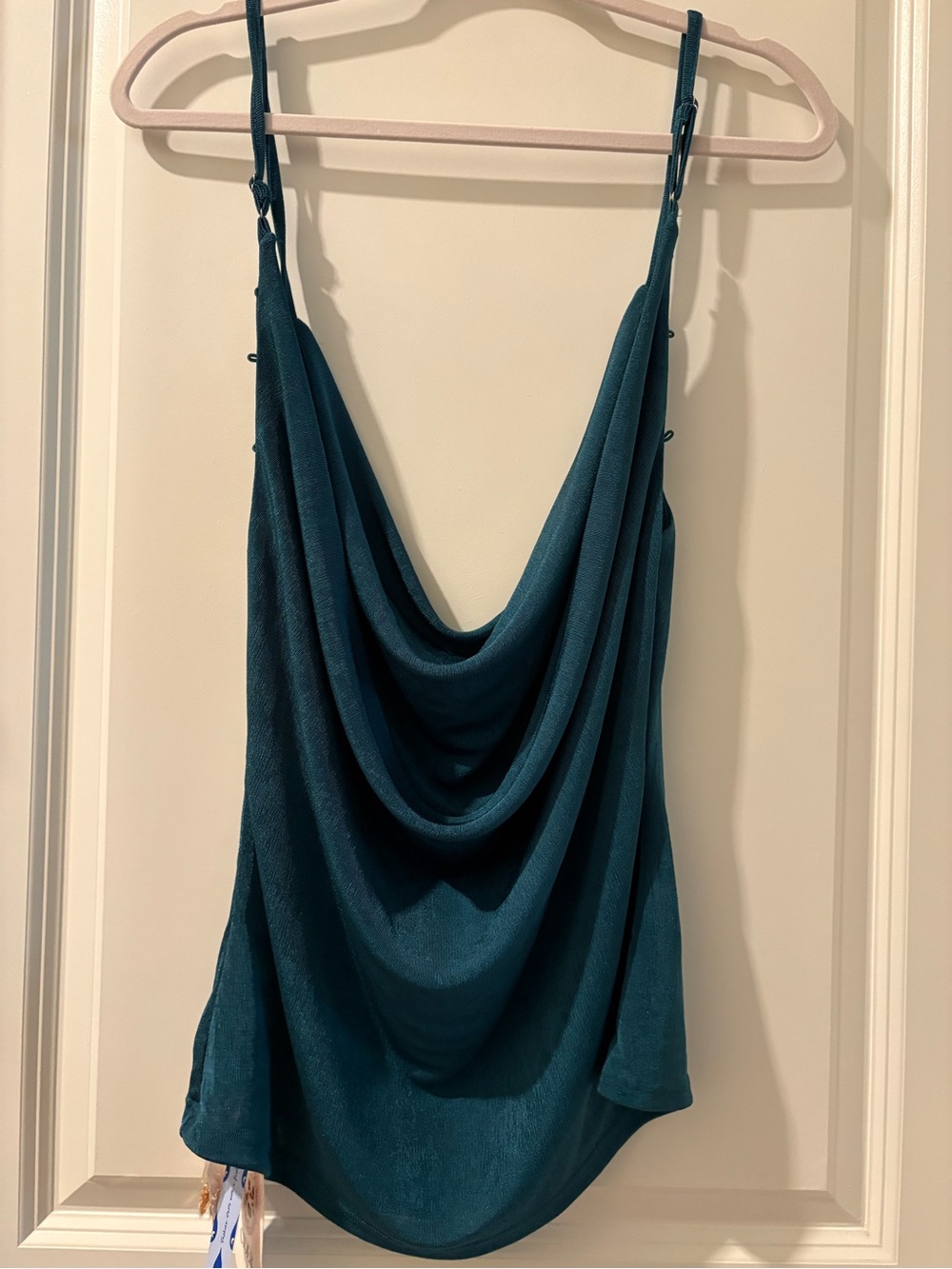 Cider Teal Draped Cowl Neck Camisole
